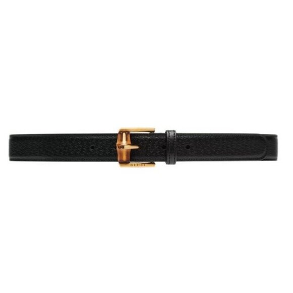 Gucci Dollar Pigprint Leather Bamboo W3.0cm Belt Black 120cm 699954